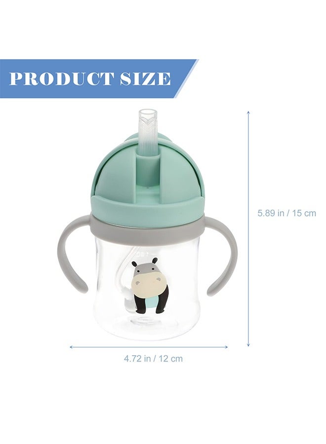 Baby Sippy Cup with Handle – PPSU Anti-Spill Straw Bottle with Weighted Straw, BPA-Free, Cartoon Design, Leak-Proof, for Infants & Toddlers (Green)  - Image 2