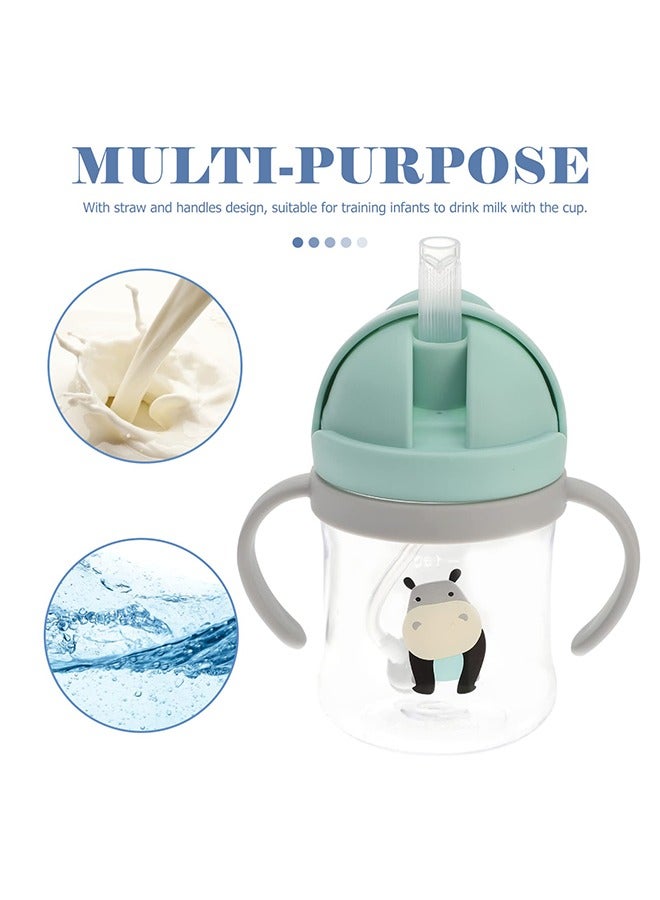 Baby Sippy Cup with Handle – PPSU Anti-Spill Straw Bottle with Weighted Straw, BPA-Free, Cartoon Design, Leak-Proof, for Infants & Toddlers (Green)  - Image 5