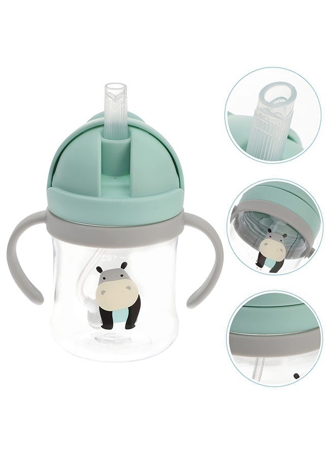 Baby Sippy Cup with Handle – PPSU Anti-Spill Straw Bottle with Weighted Straw, BPA-Free, Cartoon Design, Leak-Proof, for Infants & Toddlers (Green)  - Image 3
