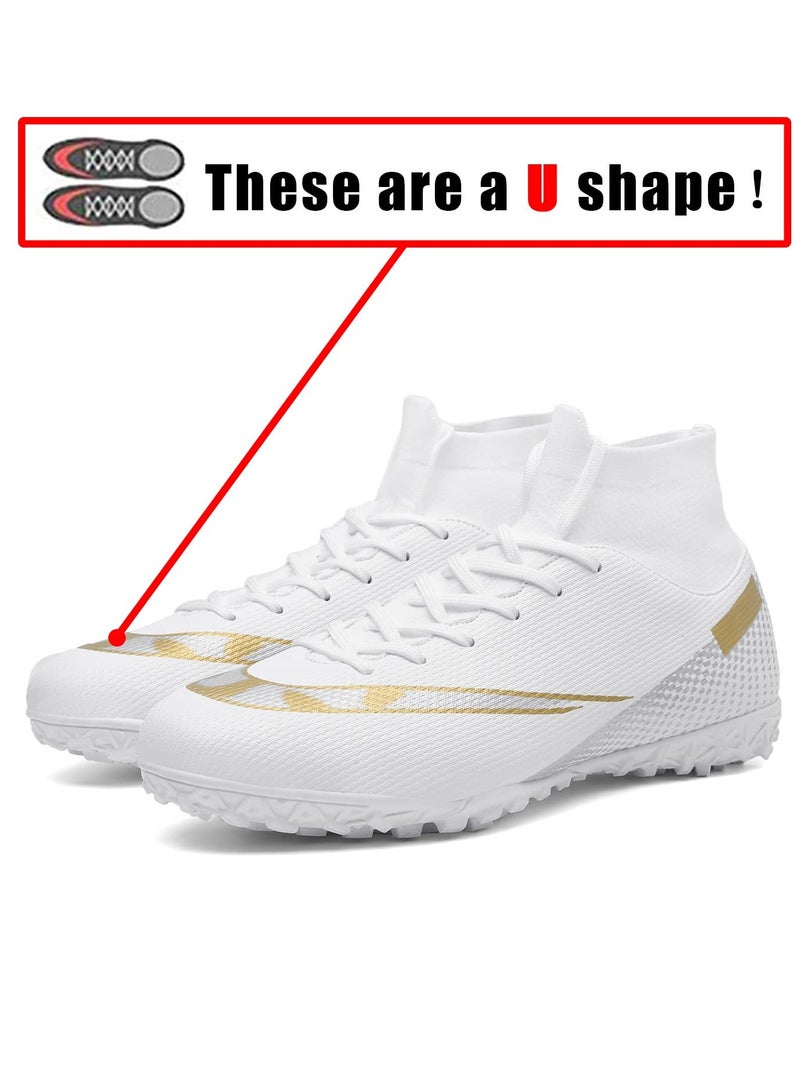 Football Boots Kids Boys Unisex-Adult Football Shoes Sneakers Men's/Women's High Top Non-Slip Trainers Sport Soccer Shoes Soccer Athletics Training Shoes Youth Students (White)  - Image 3