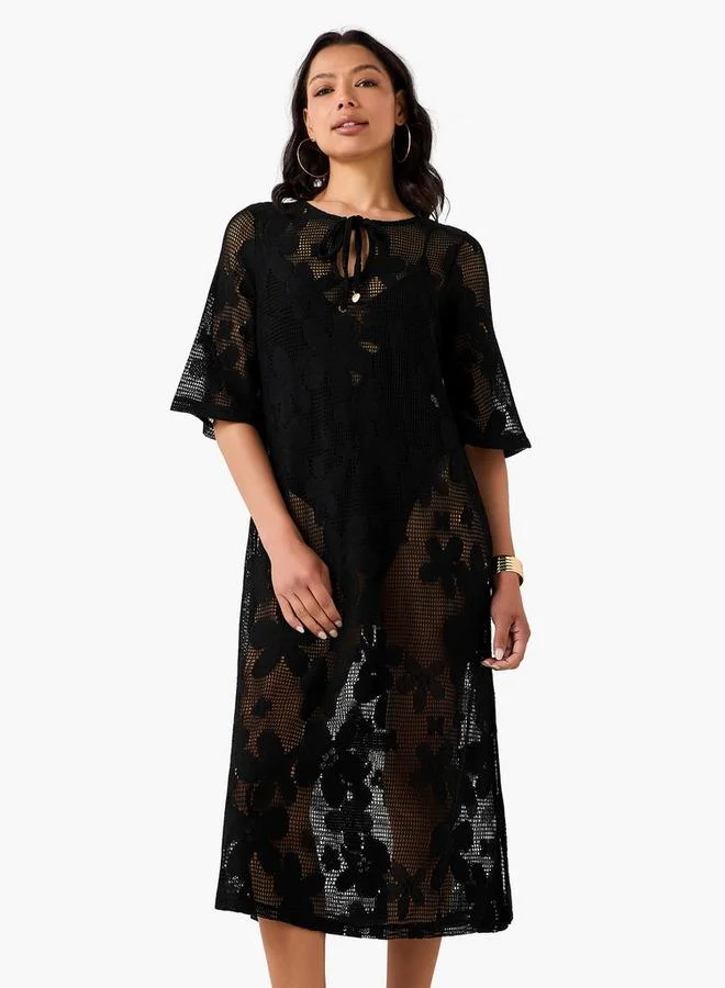 Splash FAV Women Floral Mesh Cover-Up Dress