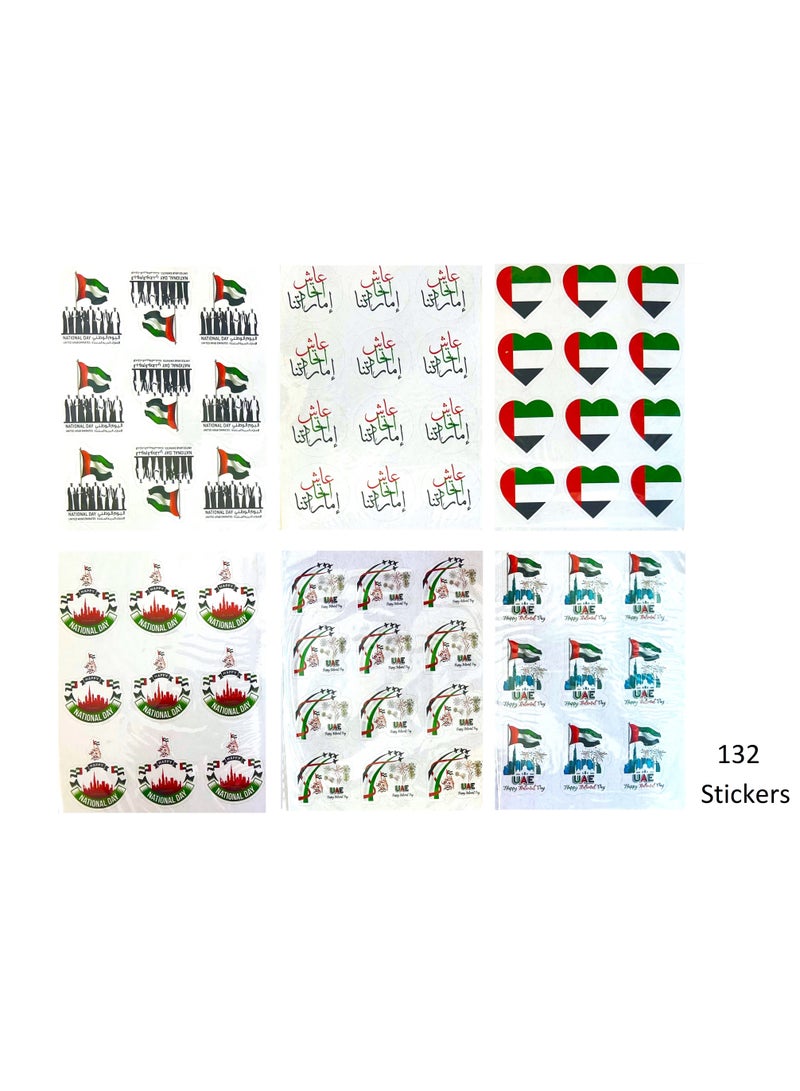 Boxwoods UAE Flag Theme 132 Stickers For National Day Party Celebration