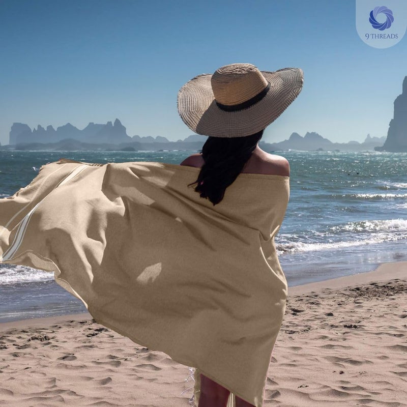 9Threads Cotton Turkish Beach Towel with Towels Oversized 36"x72" Pool Absorbent Extra Large Quick Dry Sand Travel Towel (Mix, 6 Pack) - Image 4