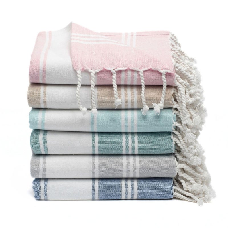 9Threads Cotton Turkish Beach Towel with Towels Oversized 36"x72" Pool Absorbent Extra Large Quick Dry Sand Travel Towel (Mix, 6 Pack) - Image 1