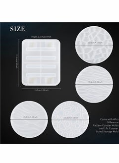 Y&D Coaster Resin Mold, 4Pcs Different Pattern Molds with 1Pc Stand Storage Molds, Silicone for DIY Epoxy Casting Coasters Home Decoration (Set 5 Pack)  - Image 1