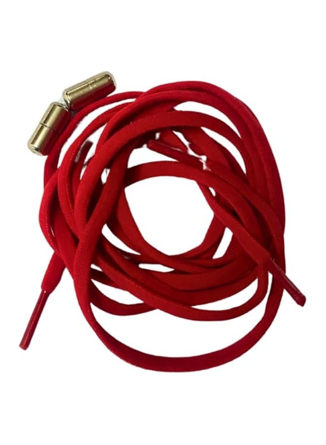 زوج من أربطة الأحذية المرنة بدون ربط مع فك سريع - أربطة حذاء مطاطية قابلة للتمدد مع قفل من الدانتيل للأحذية اليومية للبالغين والأطفال لون احمر - Image 4