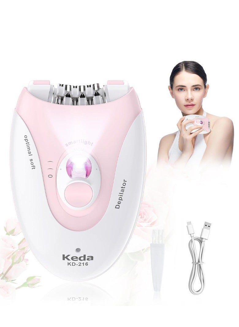 Keda USB Rechargeable Epilator Shaver Callus Remover Clipper KD-216 Pink/White - Image 1
