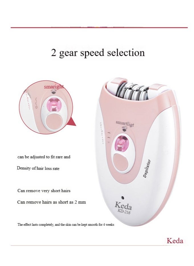Keda USB Rechargeable Epilator Shaver Callus Remover Clipper KD-216 Pink/White - Image 3
