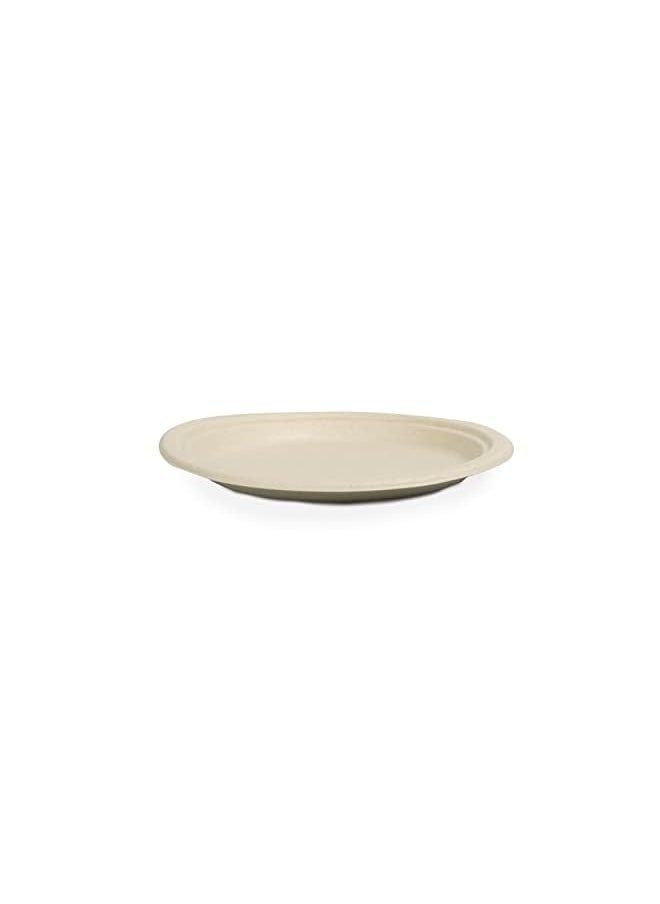 Fun Sukkar Pulp Plate 7 inch Eco-Friendly Disposable Dinnerware white for party, Camping,Compostable,Recyclable and biodegradable Picnic Plates (Pack of 10) Beige  - Image 4
