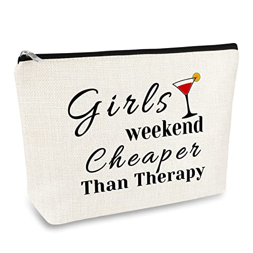 Mikela Girls Weekend Gift Makeup Bag for Her Travel Trip Gift for Best Friends Bestie Cosmetic Bags Friendship Present Christmas Birthday Graduation Present for Women Girls BFF Travel Toiletry Cosmetic Pouch - Image 1