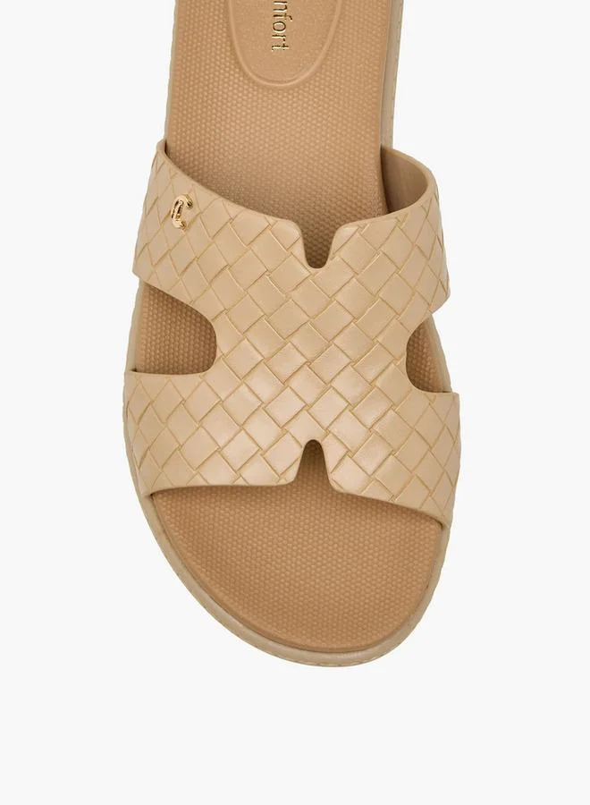 Le Confort BEIGE Women Textured Slide Sandals for Women | Best Price UAE
