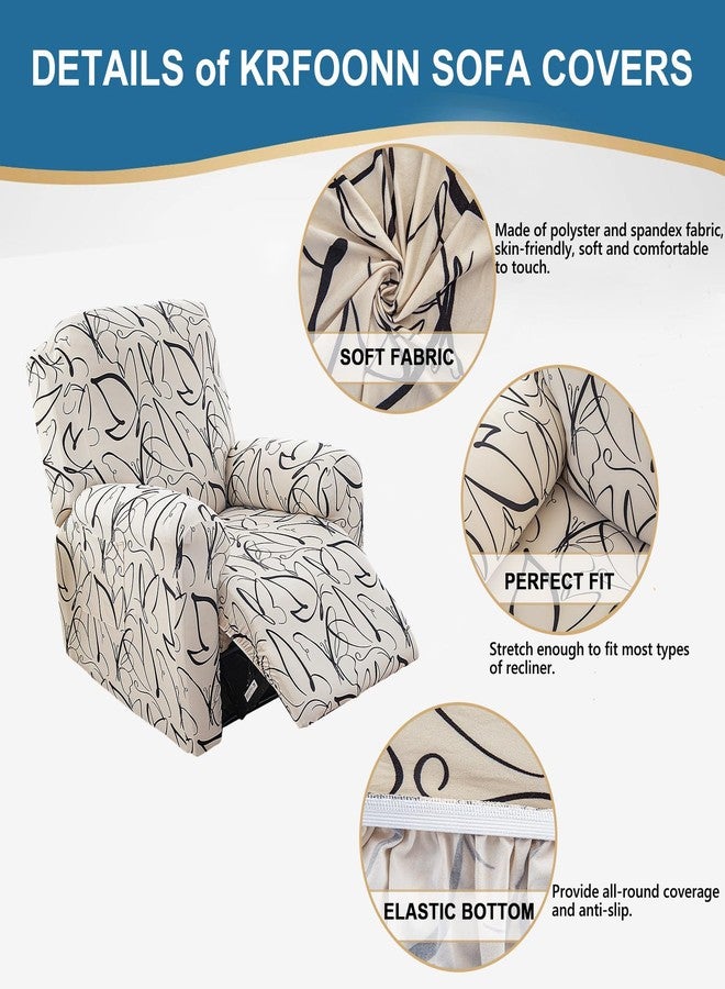KRFOONN Stretch Recliner Slipcovers Printed Recliner Chair Covers 4-Piece Lazy Boy Chair Covers Non Slip Reclining Furniture Protector Sofa Couch Cover with Storage Pocket for Living Room, ColorA56 - Image 2