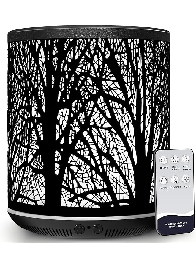 erorex Essential Oil Diffuser Aromatherapy Metal Aroma Diffuser 400Ml With Remote Control Mini Air Humidifier Ultrasonic Fragrant Oil Vaporizer With 7 Color Led Light Timer Ramadan Gift Black Forest Iron  - Image 1