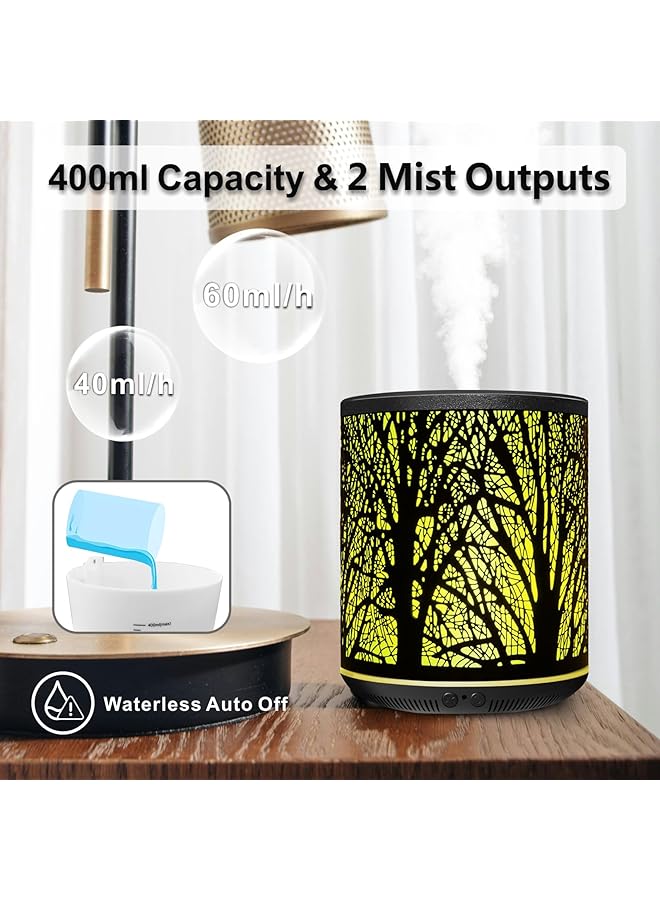 erorex Essential Oil Diffuser Aromatherapy Metal Aroma Diffuser 400Ml With Remote Control Mini Air Humidifier Ultrasonic Fragrant Oil Vaporizer With 7 Color Led Light Timer Ramadan Gift Black Forest Iron  - Image 3
