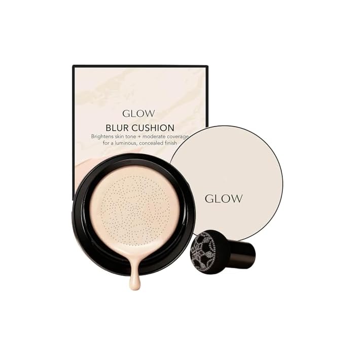 Foundation Cushion, CC Cream With Mushroom-Shaped Applicator, BB Cream Face Makeup Foundation for Mature Skin, Air Cushion to Even Skin Tone, Lifts And Moisturizes, Long-Lasting Makeup (Ivory)