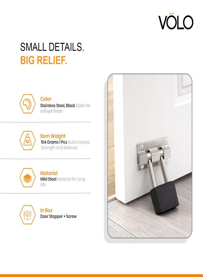 Volo Stainless Steel Door Stopper 3 Inches Silver, Black (Pack of 1) - Image 5
