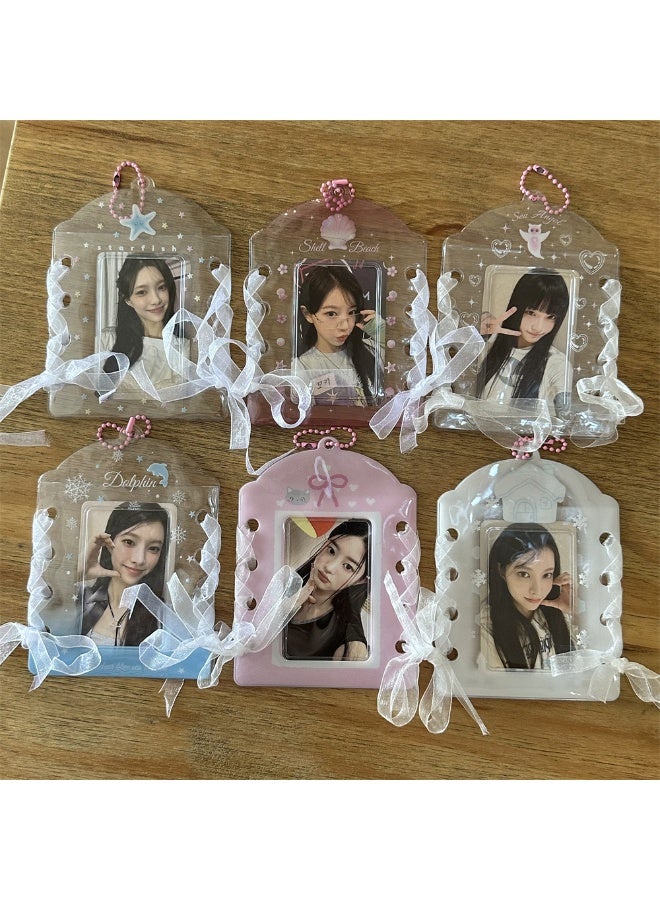 NIBEMINENT 1 - Piece Dreamy Lace Strap Marine Life Kpop Photo Card Holder Pendant Key Chain ID Badge Holder ID Card Holder Photo Card Protector for School ID Office ID Access Card for Women Girls - Image 2