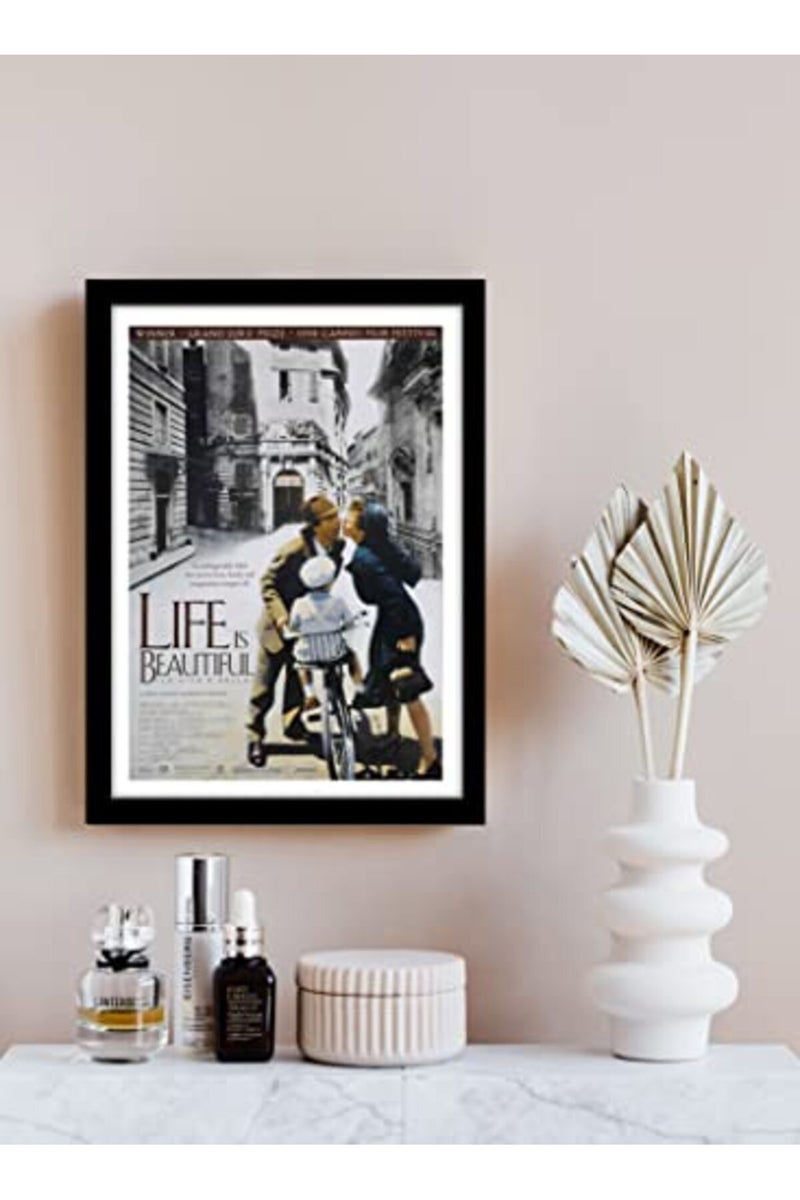 GRAY WALL - Hollywood Poster Frame Life IS Beautiful Movie Framed Acrylic Glass Poster For Room & Office (10 Inch X 13 Inch, Multicolor) - Image 3