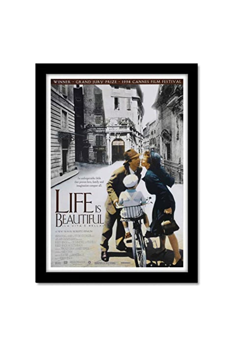 GRAY WALL - Hollywood Poster Frame Life IS Beautiful Movie Framed Acrylic Glass Poster For Room & Office (10 Inch X 13 Inch, Multicolor) - Image 2