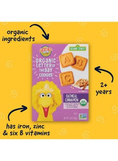 Earth's Best Earth's Best Organic Kids Snacks, Sesame Street Toddler Snacks, Organic Letter of the Day Cookies for Toddlers 2 Years and Older, Oatmeal Cinnamon, 5.3 oz Box (Pack of 6)  - Image 2