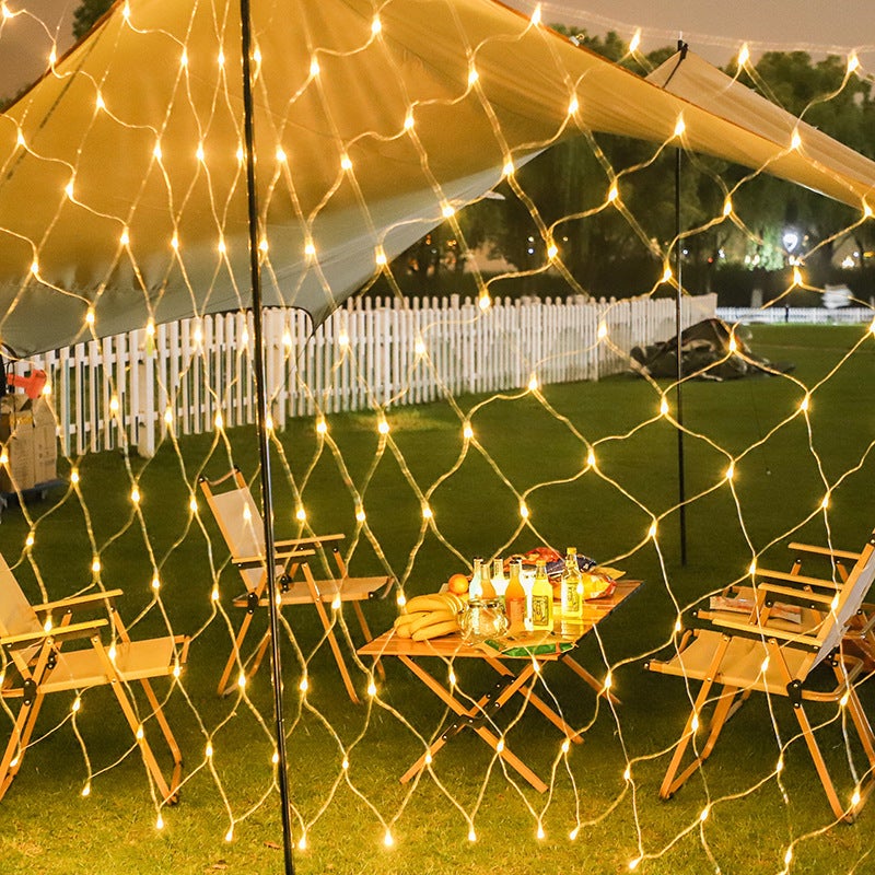 Outdoor Waterproof LED Fishing Net Light Colorful Light Flashing Light  Holiday Courtyard Greening Decoration All over the Sky Star Grid Light String - Image 2