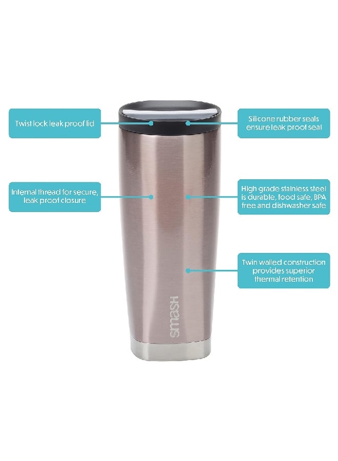 smash Barista Buddy Stainless Steel Leakproof Travel Cup Blush 475 ml 5598 - Image 3