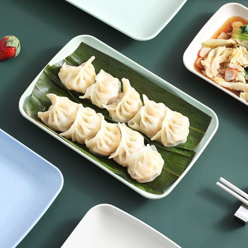 FLOXIT 4pcs Set Unbreakable Tableware Rectangle Food Plate Dish Saucer Healthy Wheat Straw Eco Friendly Biodegradable Dinner Plates Dinnerware Dishes Set - Image 5