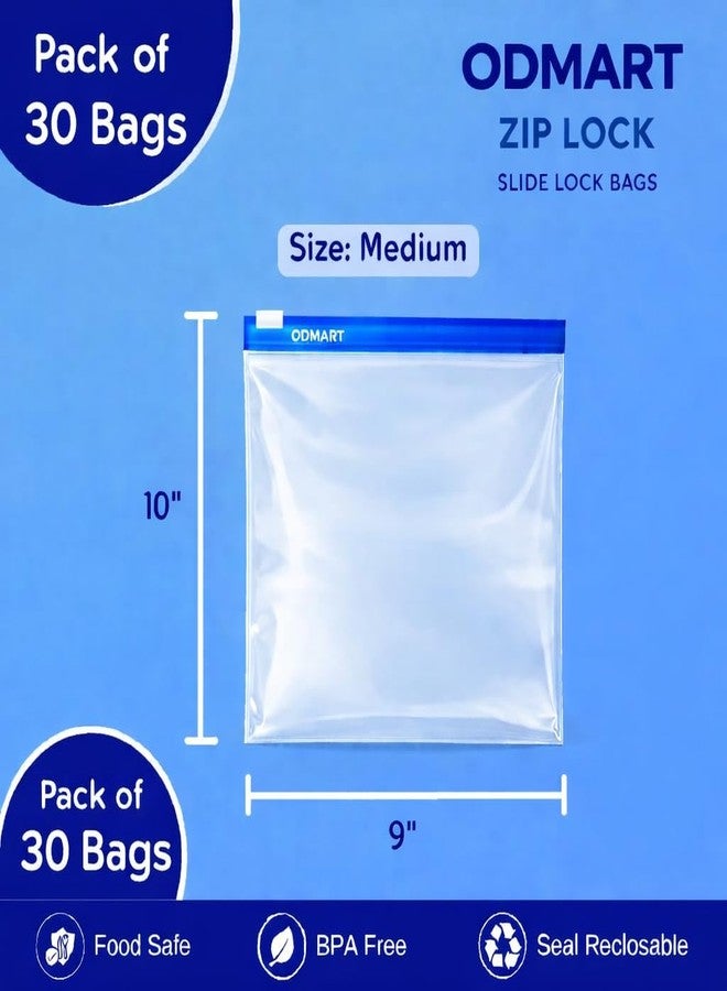 ODMART Reusable Zip Lock Storage Bags 9 x 10 Inch – Transparent Zipper Bags for Food, Vegetables & Fridge Storage, Multipurpose Kitchen Organizer LDPE Storage Pouches (Medium) (30) - Image 3
