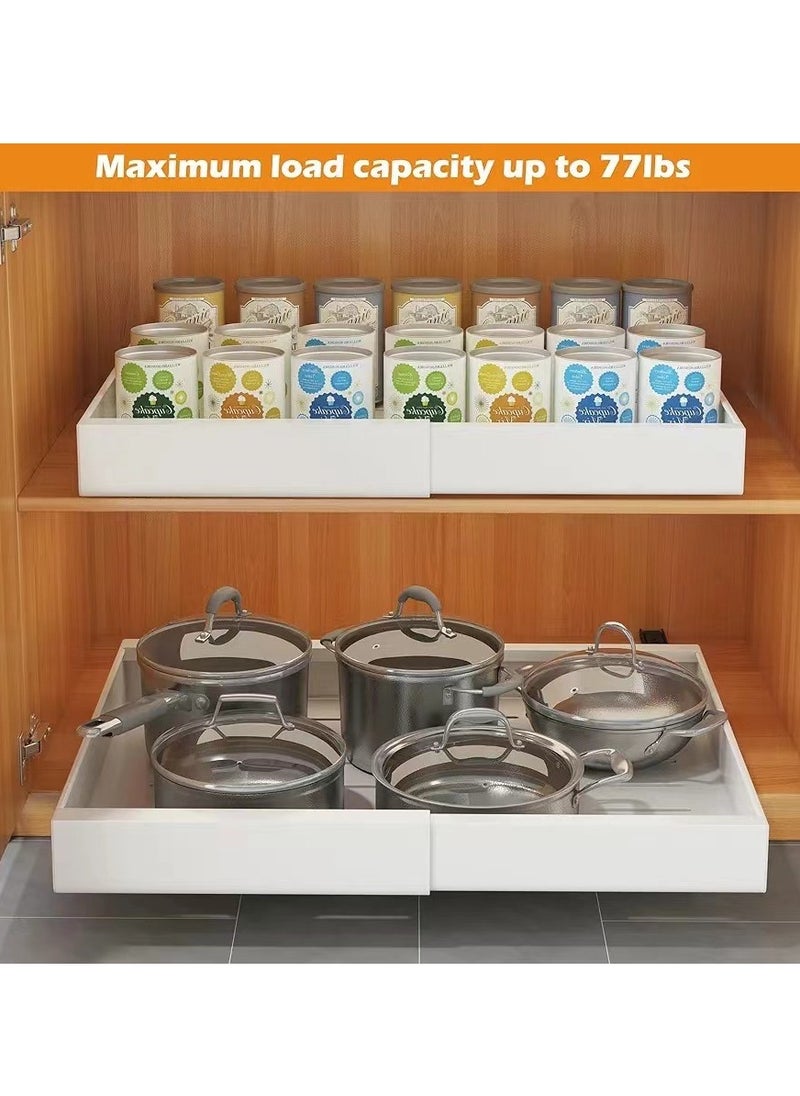 XiuWoo - 1 PCS No Drill Extendable Metal Pull-Out Cabinet Drawer Shelf Organizer, Slide Out Drawer Storage Shelves for Kitchen Cupboard, Roll-Out Sliding Drawer, Sliding Under Sink storage with 2 Slider - Image 1