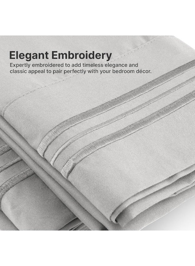 CGK Unlimited Queen Pillow Cases Set of 2 - Ultra Soft Hotel Quality Pillowcase Covers - Comfy Cozy Bedding for Women, Men, Kids & Teens - Machine Washable Pillow Protectors - 2 Pieces Set - Queen Size Light Grey  - Image 3