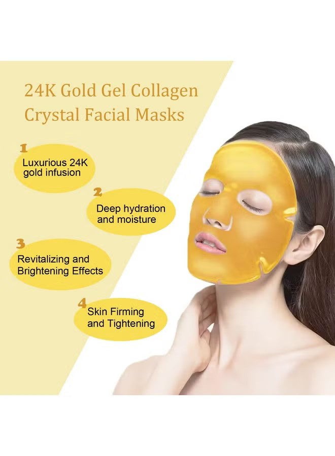 3PCS 24k Gold Gel Collagen Crystal Facial Masks, Anti Aging Puffiness Anti Wrinkle Moisturizing Deep Tissue Rejuvenation and Hydrates Skin - Image 5