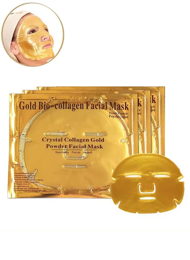 3PCS 24k Gold Gel Collagen Crystal Facial Masks, Anti Aging Puffiness Anti Wrinkle Moisturizing Deep Tissue Rejuvenation and Hydrates Skin - Image 1