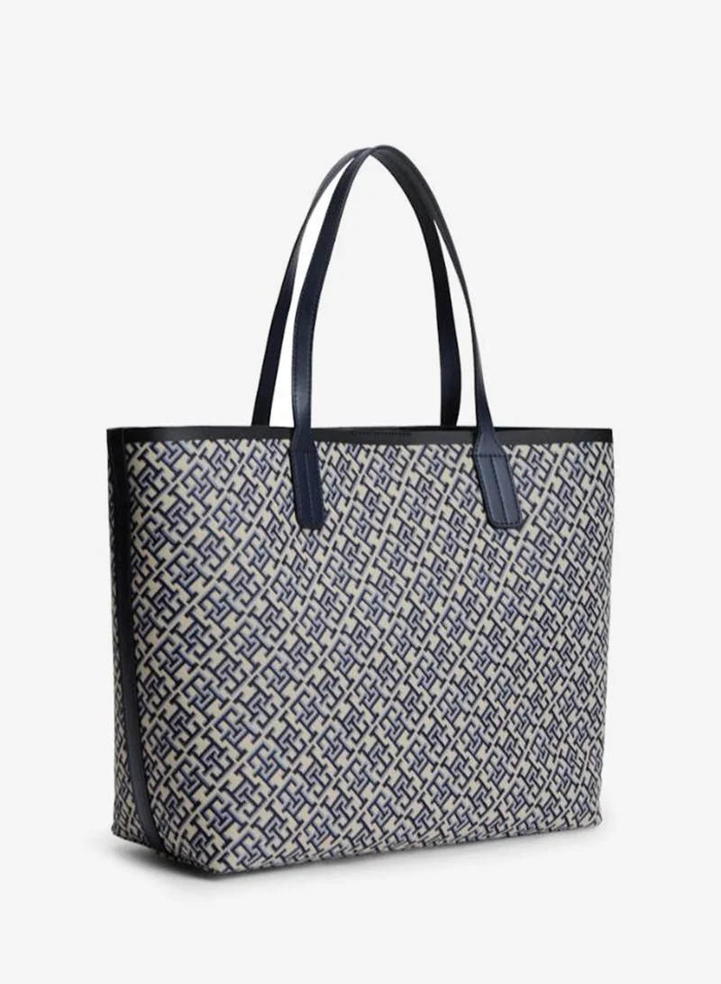 Tommy Hilfiger Blue Mono Monogram Jacquard Tote Bag for Women | Best Price UAE