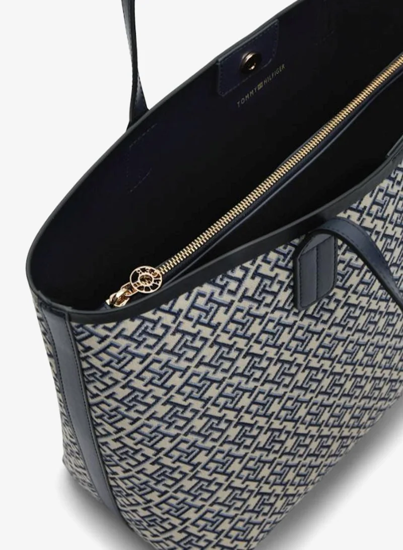 Tommy Hilfiger Blue Mono Monogram Jacquard Tote Bag for Women | Best Price UAE