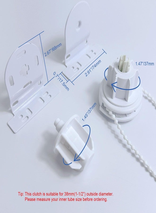 روییيس طقم استبدال قابض ستائر الرول مقاس 1 1/2 بوصة (38 مم) مع سلسلة خرز بلاستيكية، وسدادة طرفية، وأقواس معدنية، وموصلات سلسلة الخرز. - Image 3