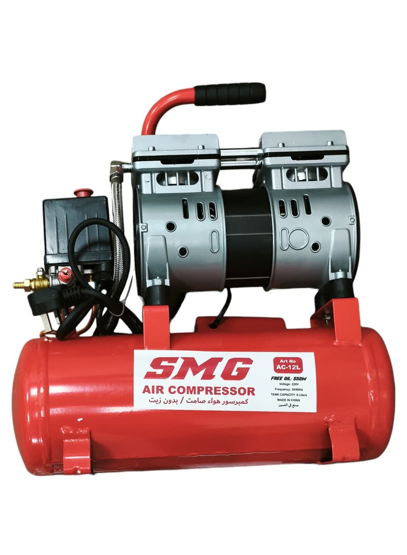 SMG 12L Silent Air Compressor – 550W Oil-Free, Adjustable Pressure, 220V 60Hz – Industrial & Home Use - Image 1
