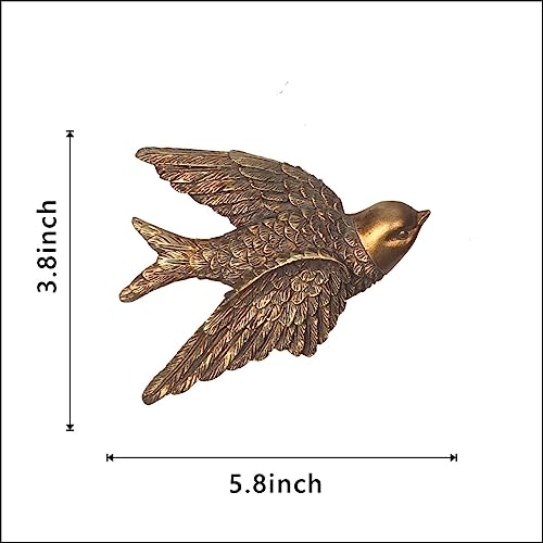 S-MANTIS Vintage Wall Sculpture, Antique Pediment Hallway Wall Art, Hand Painted Bird With Exquisite Wing And Feather Details, Aesthetic Room Decor Unique Gift (Antique Bird) - Image 2