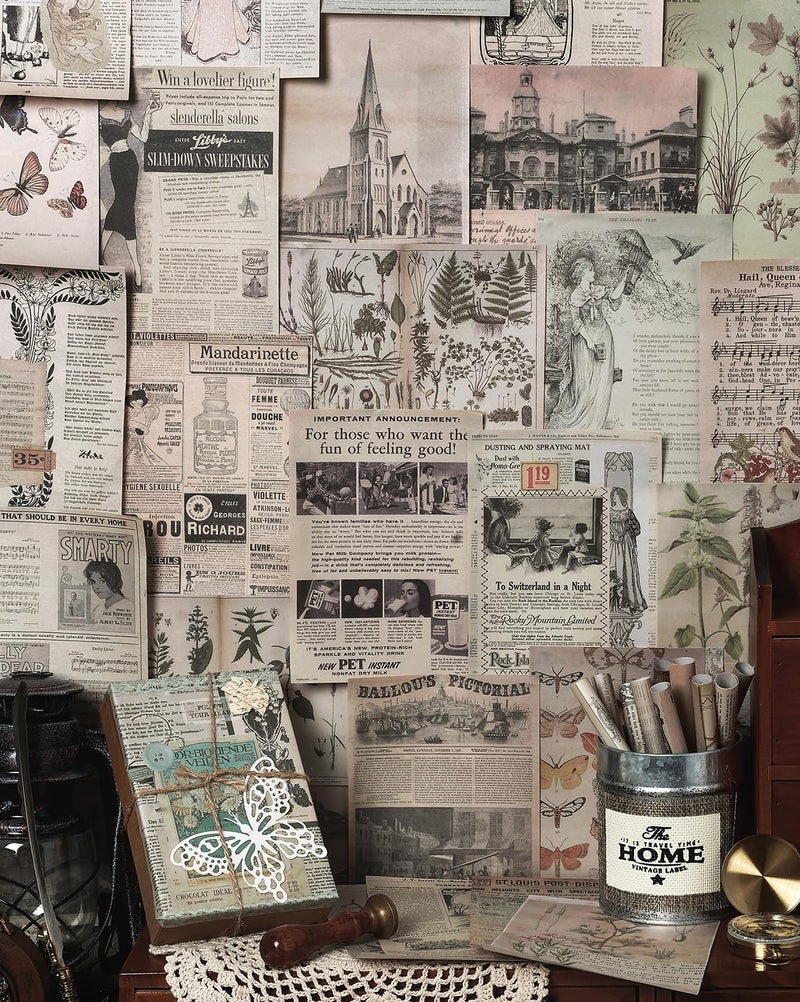 ARTSMONA 192 Sheets of Scrapbook Paper, Journaling Scrapbooking Supplies Craft Kits Vintage Room Decor Posters Decoupage Paper Ephemera for Junk Journals Bullet Journal Card Making Decorative Background - Image 5