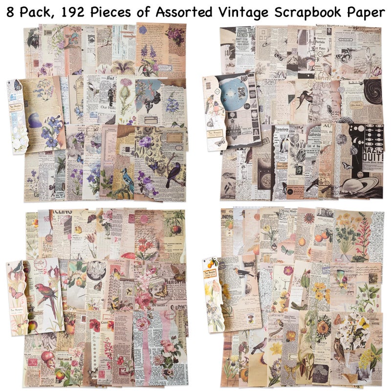 ARTSMONA 192 Sheets of Scrapbook Paper, Journaling Scrapbooking Supplies Craft Kits Vintage Room Decor Posters Decoupage Paper Ephemera for Junk Journals Bullet Journal Card Making Decorative Background - Image 3