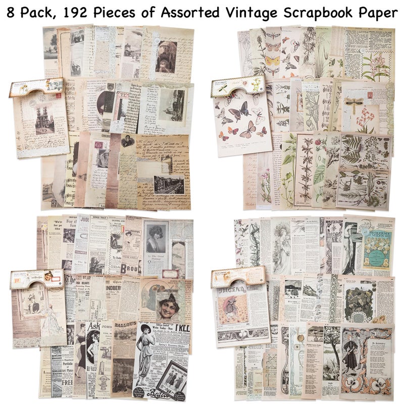 ARTSMONA 192 Sheets of Scrapbook Paper, Journaling Scrapbooking Supplies Craft Kits Vintage Room Decor Posters Decoupage Paper Ephemera for Junk Journals Bullet Journal Card Making Decorative Background - Image 2