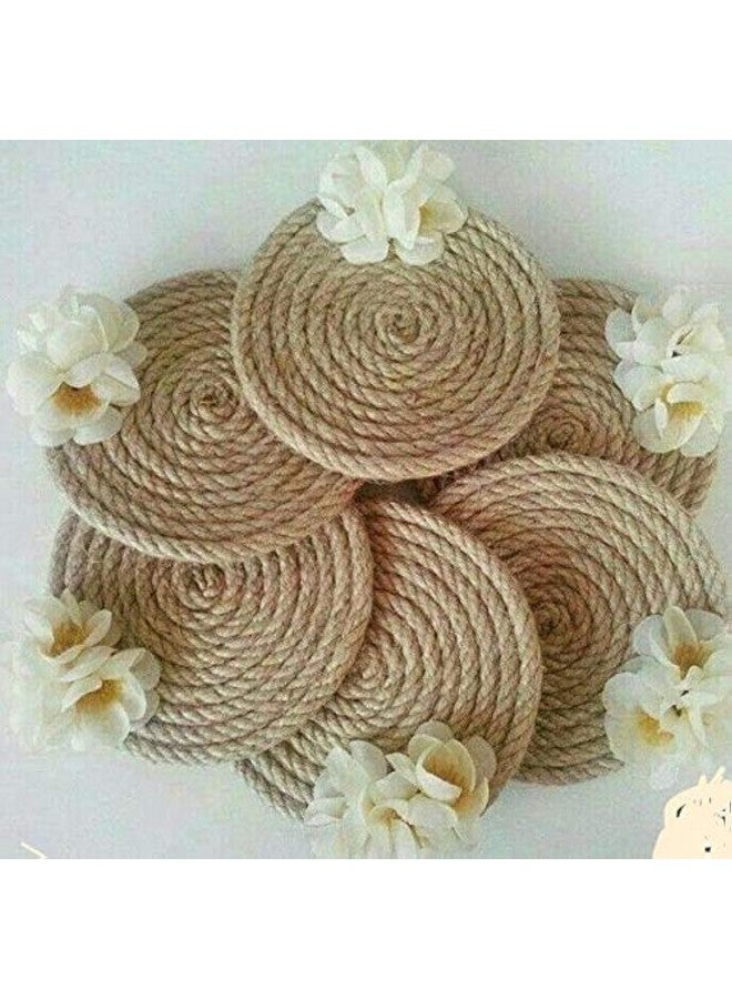 AGAAS ENTERPRISES Beautiful Flower Jute Decorated Tea Cup Coaster Set of 6 for Home &Kitchen - Image 1
