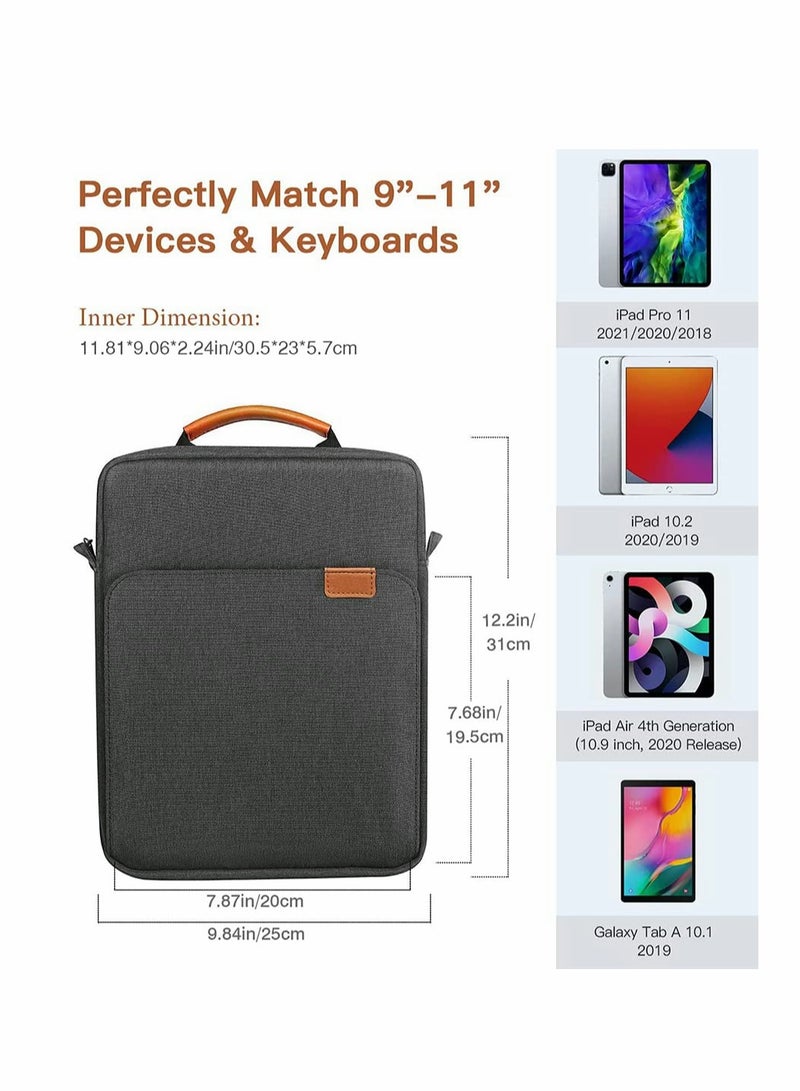 Tablet Case Shoulder Bag Compatible with iPad Pro 11 M1 2021/2020, iPad Air 4 10.9 /iPad 10.2 with Keyboard, Accessories Pocket, Carrying Sleeve for iPad Pencil, Cables  - Image 2