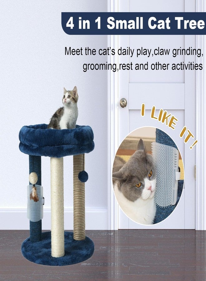 MECOOL Cat Scratching Post Tree with Tower Soft Bed.Natural Quality Sisal Carpet Jute Scratch Posts with Three Hanging Ball Toys and Massage Brush for Indoor Cats and Kittens Blue - Image 2