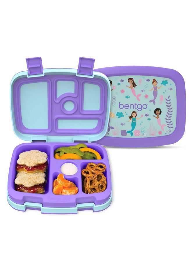 Bentgo Kids Prints Leak-Proof, 5-Compartment Bento-Style Kids Lunch Box - Ideal Portion Sizes for Ages 3-7, Durable, Drop-Proof, Dishwasher Safe, & Made with BPA-Free Materials (Mermaids in the Sea) - Image 1