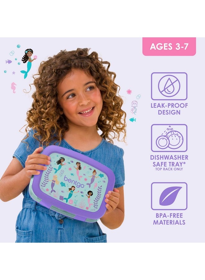 Bentgo Kids Prints Leak-Proof, 5-Compartment Bento-Style Kids Lunch Box - Ideal Portion Sizes for Ages 3-7, Durable, Drop-Proof, Dishwasher Safe, & Made with BPA-Free Materials (Mermaids in the Sea) - Image 3