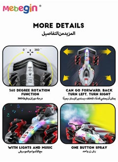MEBEGIN Remote Control Car Toy with Light and Spray Function, 2.4 GHz Double Side Radio Control Drift Race Car, Gesture Sensing RC Stunt Car, Suitable for Various Roads, Ideal Gift for Kids Aged 6+  - Image 2