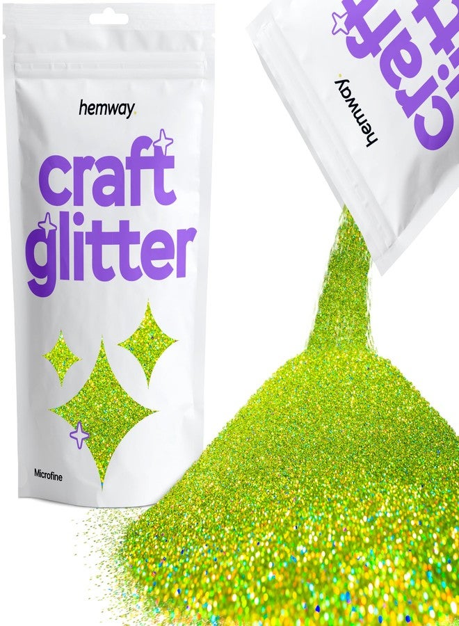 Hemway Craft Glitter Flakes for Arts and Crafts, Tumblers, Resin, Epoxy, Nail Art, Wax, Card Making and Decorations 100g / 3.5oz - Microfine (1/256" 0.004" 0.1mm) - Lime Green Holographic - Image 1