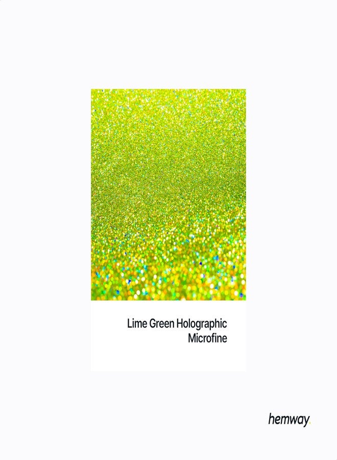 Hemway Craft Glitter Flakes for Arts and Crafts, Tumblers, Resin, Epoxy, Nail Art, Wax, Card Making and Decorations 100g / 3.5oz - Microfine (1/256" 0.004" 0.1mm) - Lime Green Holographic - Image 2