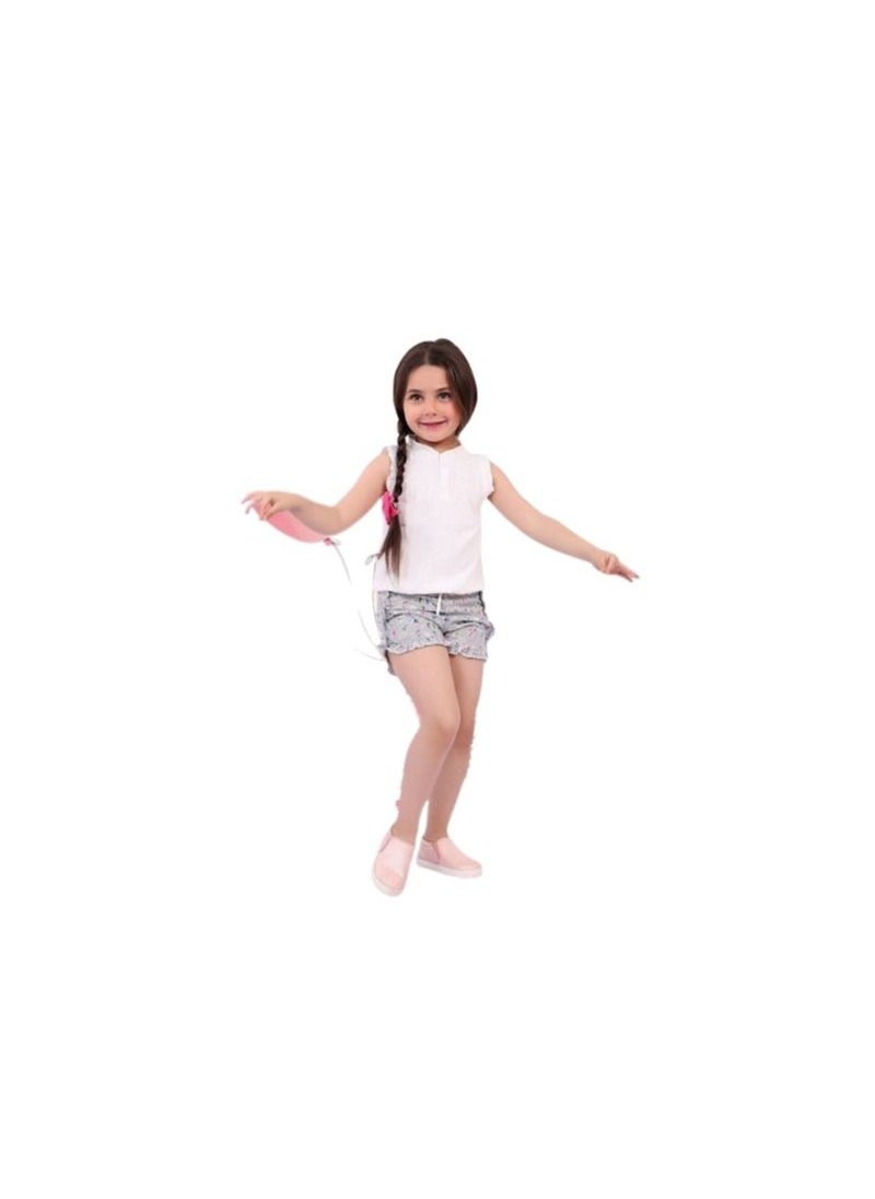 Generic - Girls' set consisting of a white T-shirt and gray shorts - Image 1