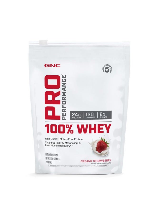 GNC Pro Performance 100% Whey Protein Powder | Supports Healthy Metabolism and Lean Muscle Recovery | Creamy Strawberry | 12 Servings - Image 1